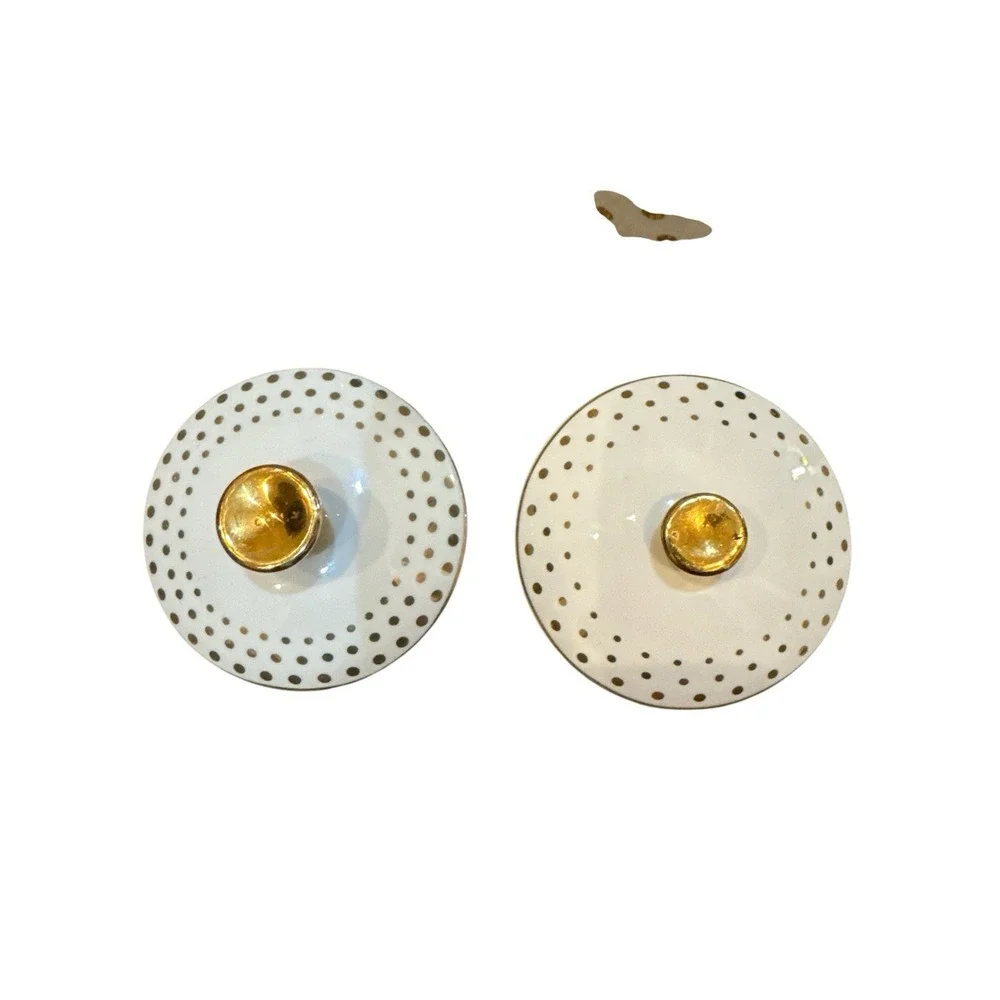 Grace's Teaware Teapot With Creamer & Sugar Bowl White‎ With Gold Polka Dots